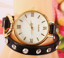 2015 nueva moda de nueva Hawaii Casual y el amor de joyería relojes mujeres RhinestoneChain reloj de cuarzo de cuero
