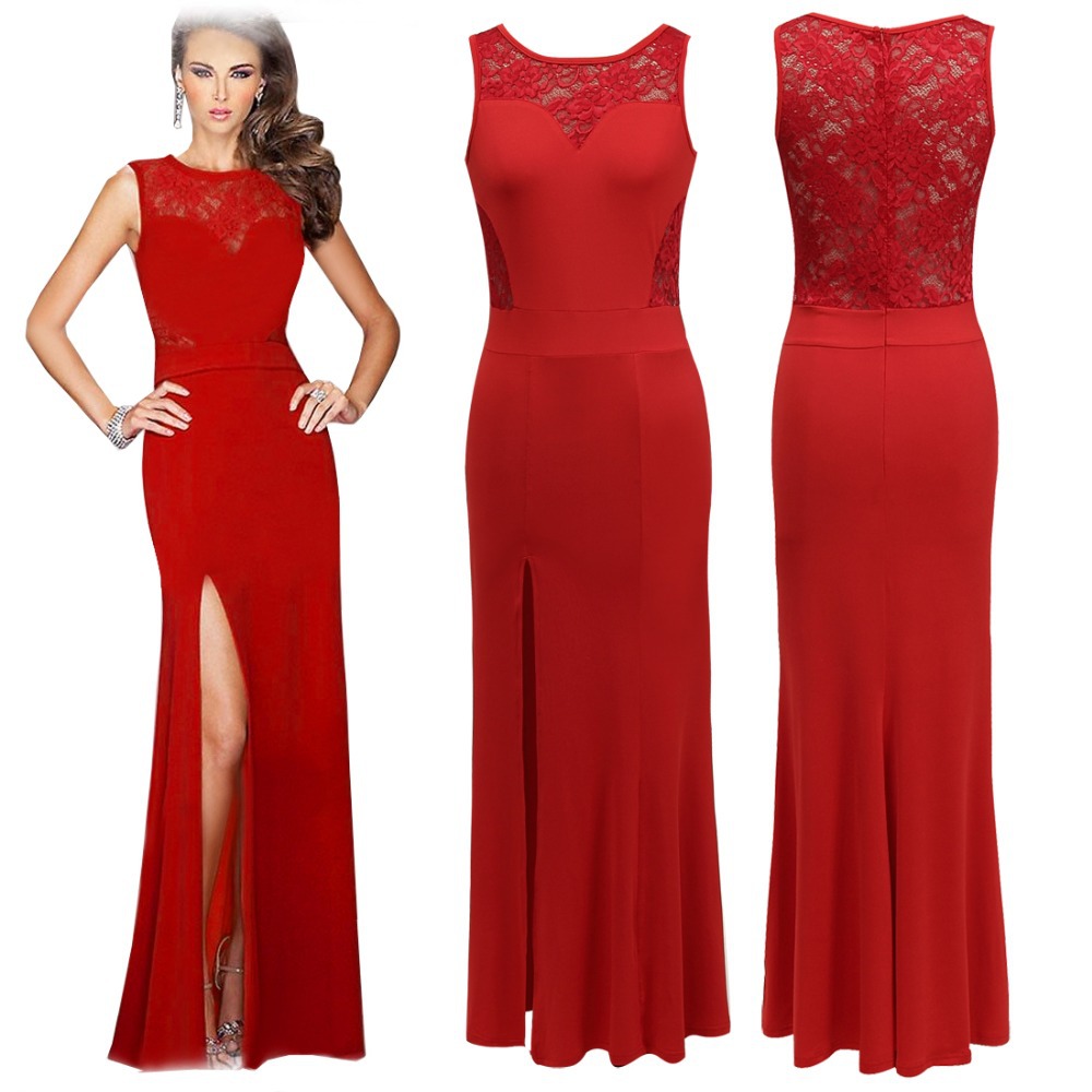 Red-Black-Prom-Dress-2015-Women-Party-Dresses-Long-Evening-Elegant ...