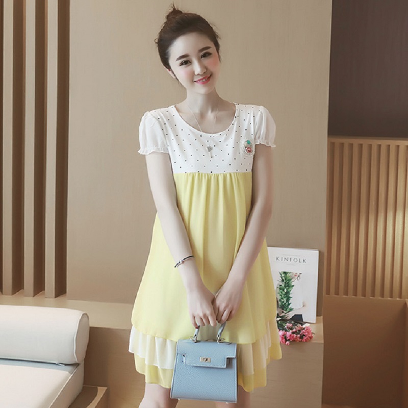 2016 new sumemr font b maternity b font dresses chiffon print patchwork women s dresses pregnancy