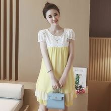 2016 new sumemr maternity dresses chiffon print patchwork women’s dresses pregnancy dresses maternity summer clothing 16573