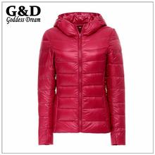 JD157 Plus Size Winter Ultralight Down Hooded Jackets and Coats Women Duck Parka Pluma Black Sportwear