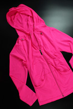 Neon color zipper sports fitness running slim women s top hoodie 2015 new sports exercise cloth