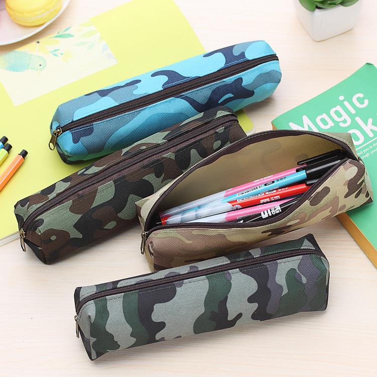 2015 Hot Sale Boys and Girls  Camouflage Pencil Case Canvas Pencil Bag School Supplies Cosmetic Makeup Bag Zipper Pouch Purse