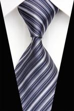 NT0434 Gray White Striped Smooth New Jacquard Woven Classic Silk Polyester Man s Business Luxury Tie