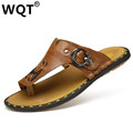 2017 Handmade Genuine Leather Summer Sandals Shoes For Men Fashion Casual Man Beach Shoes Flip Flops