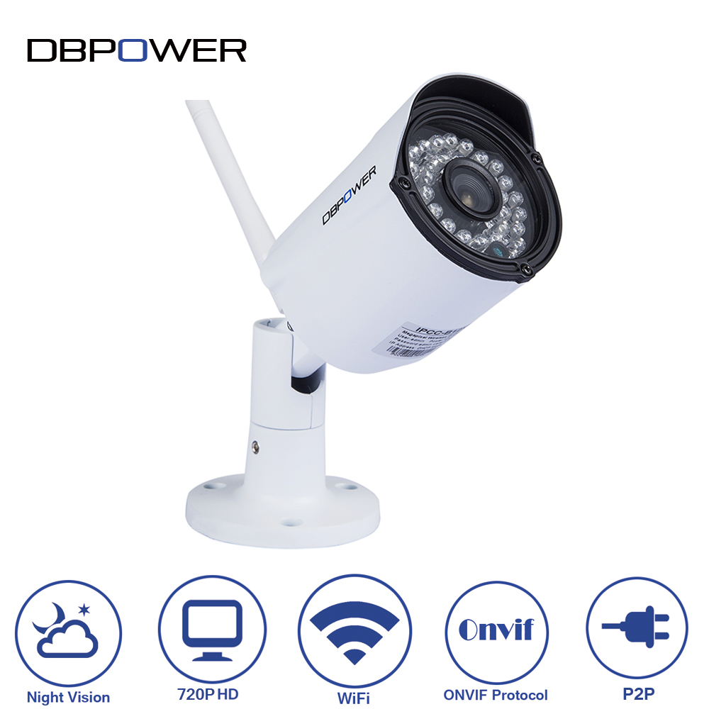 DBPOWER H.264 720P Waterproof Outdoor Security Wifi Camera Bullet IP Cameras with Night Vision Motion Detection ONVIF2.3 P2P