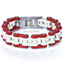 Fine not fade red gold men’s bicycle stainless steel bracelet (length: 22.5cm, width: 17mm weight: 126G)