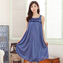 2016 Sexy Cozy Female Women Nightdress Summer Sleeveless Vest Silk Nightgown Sleepshirts Cool Vest Size Home Furnishing 05