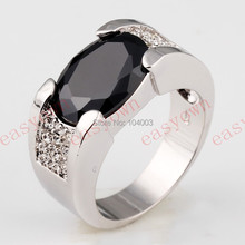 Black Sapphire White Gold Filled Ring Men s 10KT Finger Rings Anel Feminino Man 2015 Fashion