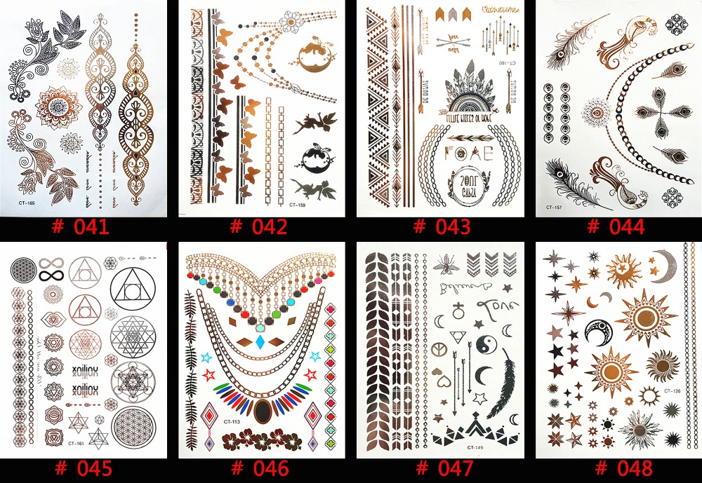 Gold flash tattoos, 400 / PC one-time temporary tattoo body art tattoo wholesale price to sell tatoo