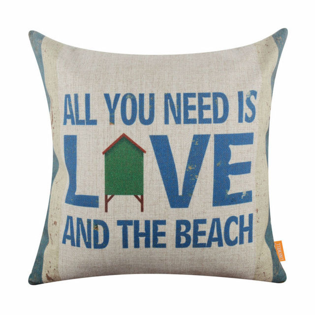 LINKWELL 18 "x 18" пляж Прибрежные Декор Все, что вам Нужно, это Любовь и Пляж Морской Комната Отдыха Мешковина Наволочка Чехлы