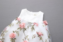 2016 Girls Lace flower Top Fashion Children Princess Dresses baby Kid sleeveless Floral comfort Children Clothing
