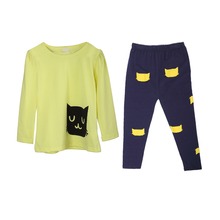 New Autumn Winter Kids Girls Clothing 2pcs Sets Baby Kids Clothes Children Cartoon Printed Pullover Long Sleeve Top & Pant