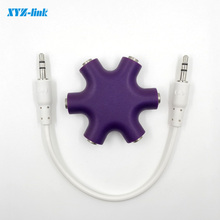 3.5mm Headphone Earphone Extension Adapter+Audio Line Stereo Audio Splitter 1 to 5 Female Music Sharing for iPod MP4 Computer