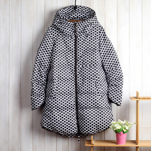 2015 New Arrival Women Coat Long Sleeve Polka Dot Wide-waisted Thick Down & Parkas Plus size S-5XL winter coat High Quality