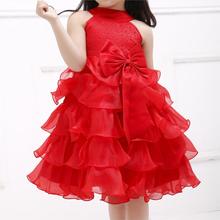 Azel 2016 New baby girl princess flower formal dress summer red fashion and cute kids clothes party clothing for girls SKF154022