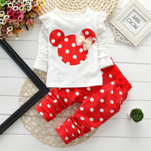 PSEEWE 2016 Kids Girls Clothing Sets Cartoon printed long sleeved suit Baby Kids Children clothing girls