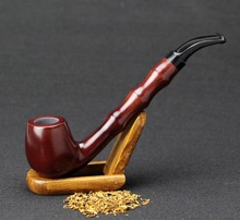 10 Tools Set Long Smoking Pipe Red Sandal Wood Tobacco Pipe Bamboo Insert Wooden Pipe 9mm Filter Smoke Pipe SP011