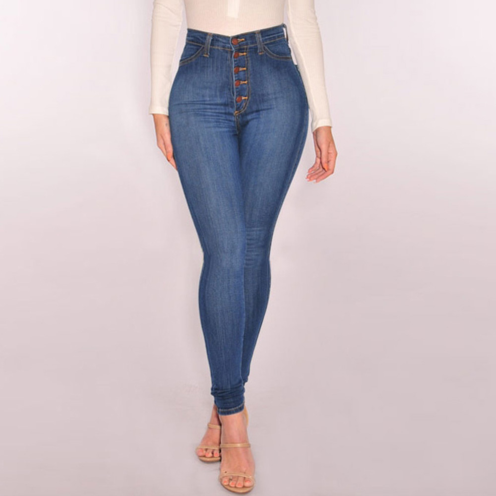 2019 Jeans Delgados Para Las Mujeres Skinny Jeans De Cintura Alta Pantalones  De Lápiz De Mezclilla Azul Mujer Pantalones De Las Mujeres De Cintura  Elástica #Ju De 23,9 €