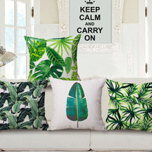 Fashion High Quality Cotton Linen Africa Tropical Plant Banana Leaf Decorative Throw Pillow Case Cushion Cover Sofa Home Decor