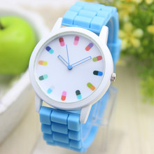 Fashion Women Silicone Geneva watch Candy Color Quartz Watch Reloj Mujer Hot Selling Women Dress Watch