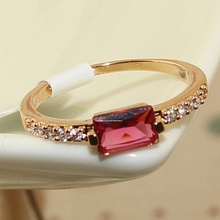 Single Row CZ Diamond Ruby Red Rectangular White Gold Filled Ring Women s Finger Rings Lady