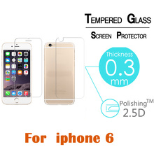 For iPhone 6 6s Front+Back 0.3mm Tempered Glass protective film 2.5D Arc Edge 9H Screen Protector with Clean Tools