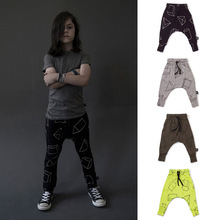 2016 fashion ins kids cool Harem Pants high quality nununu geometry printed Harem Pants for children kid trousers