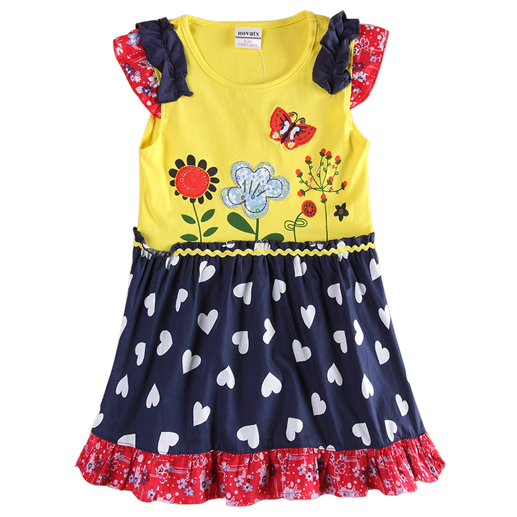 Girl floral dress children 100% cotton summer clothing tutu dress for girls kids clothing girl princess dress for girls H6336