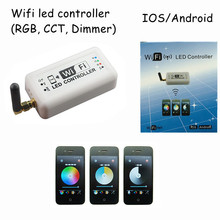 1 шт. dc12v 24 В 12A wifi 2.4 ГГц rgb / цветовая температура / затемнения мини умный дом из светодиодов диммер контроллер управления по андроид / IOS