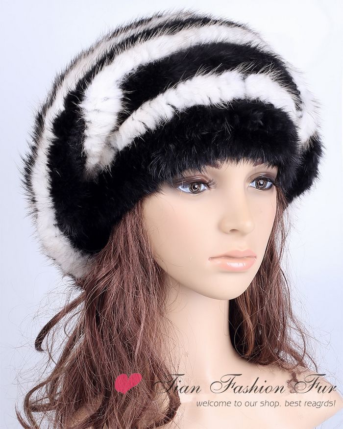 Free shipping 2013 New high quality Women's winter mink hat knitted beret thermal mink fur hat winter cap