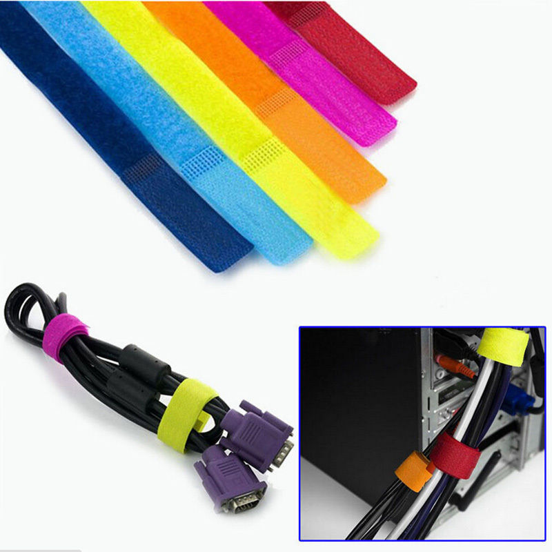 7pcs pack Different Mix Colors Velcro Cord Cable Ties Strap Wire Organiser Holder Tying Rope Free