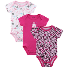 3 Pieces lot Baby Romper Girl and Boy Short Sleeve Leopard Print Summer Clothing Set for