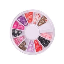 Tiempo de las compras! nueva 3D en forma de corazón Nail Art Fimo Slice Slices Decal piezas decoración w / rueda
