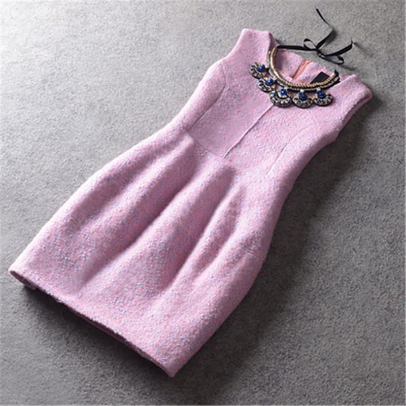 European Style Winter Wool Dress Thick 2015 New Women Autumn Winter Sleevel...