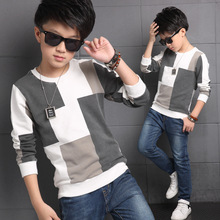 2016 autumn boys long sleeve plaid t shirts for children cotton polyester O-Neck kids casual sweatshirt tops FD148