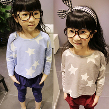 Kids Girls Toddlers Cartoon Stars Print Tops Long Sleeve Bottoming T Shirts