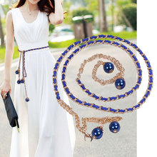 New Fashion Ladies Flannel Oversized Pearl Flower Metal Belts For Women Decorative Accessories Belts Chain EV-823