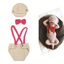 3pcs Crochet Knit Newborn Photography Props Handmade Infant Children Costumes Crochet Hat Baby Accessories Sleeping Bag 0-3month
