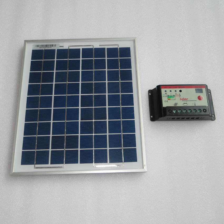 10W Solar Panels + 10A 12V 24V Solar Controller, 18V Solar cell panels charger 12V battery