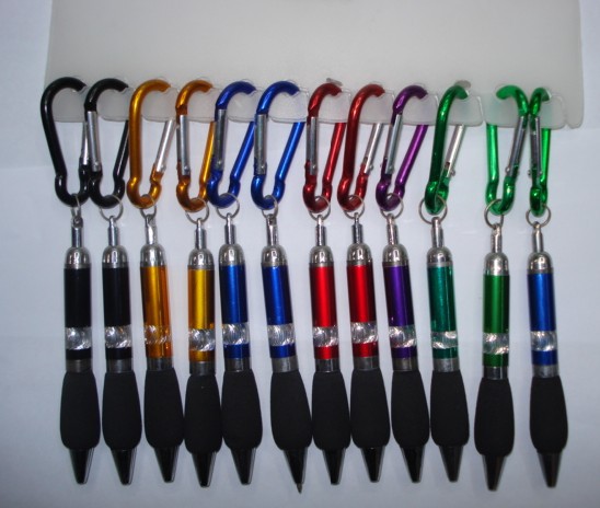 Ballpoint pen with carabiner key ring pendant 168 portable fast buckle hanging on