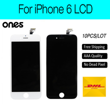 10pcs/lot AAA NO dead pixel and spot display For iPhone 6 LCD with Touch Screen Digitizer Assembly DHL free shipping