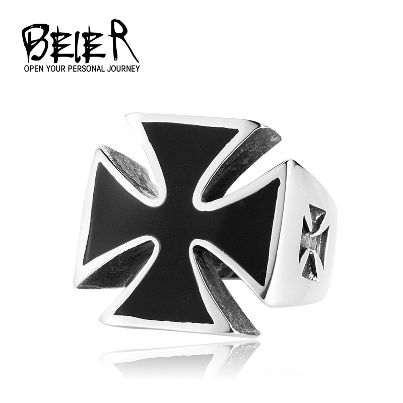 World War II Iron Cross Man s Stainless Steel Fashion Ring tow colors German Personality BR8059