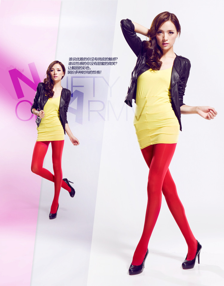 Fashion Colourful Nylon Velvet Tights Autumn Winter Women Pantyhoses Opaque Candy Colour Stockings_8