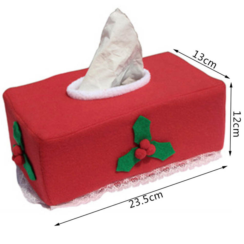 Red Christmas Decorative Rectangle Tissue Box Cover Paper Holder Home