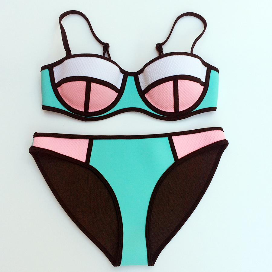 Triangle Push Up Neoprene Bikini Set Summer Style Women Sexy Swimsuit