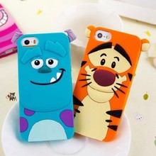 3D Cute Cartoon Monsters University Silicone Case For iphone 6 plus Sulley Cat Tiger Cover Monsters