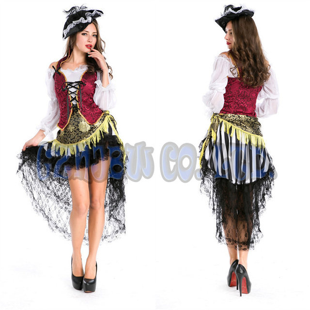 adult women Viking Pirate Queen witch Fancy Dress queen of Halloween for womens Cosplay Costume party Outfit