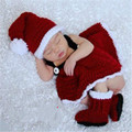Retail Baby Girl Crochet Christmas Costume Hat Diaper Pants Set Newborn Baby Photo Props Toddler