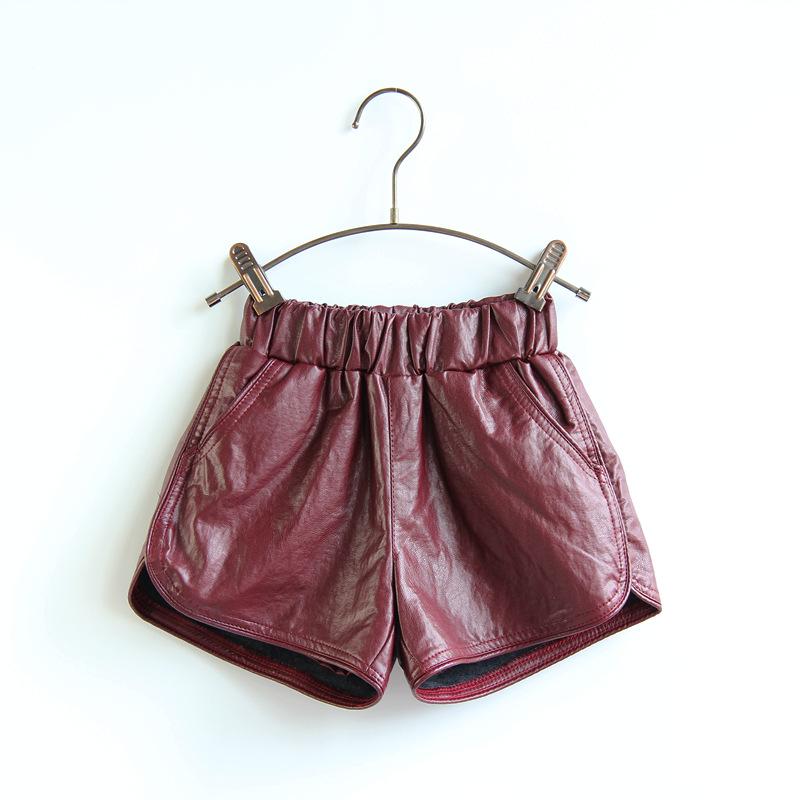  Sweet Babies Girls Pu Leather Shorts Pants Asymmetric Design Pockets Shorts Western Candy Color Winter Fall Pants DHL Shipping